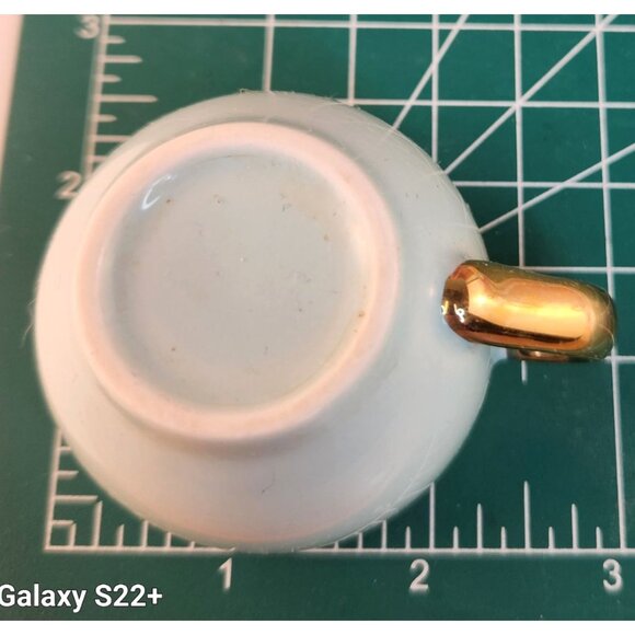 FAO Schwarz Ceramic Childrens Tea Set 10pc Pastel Hand Glazed Gold Accent Tea Pa - Picture 8 of 14